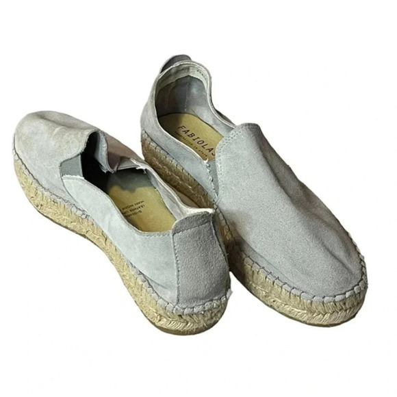 Fabiola‎ Espadrille Slip ons Leather Flats Size 39 US 8 Light Gray Made in Spain - Picture 2 of 7